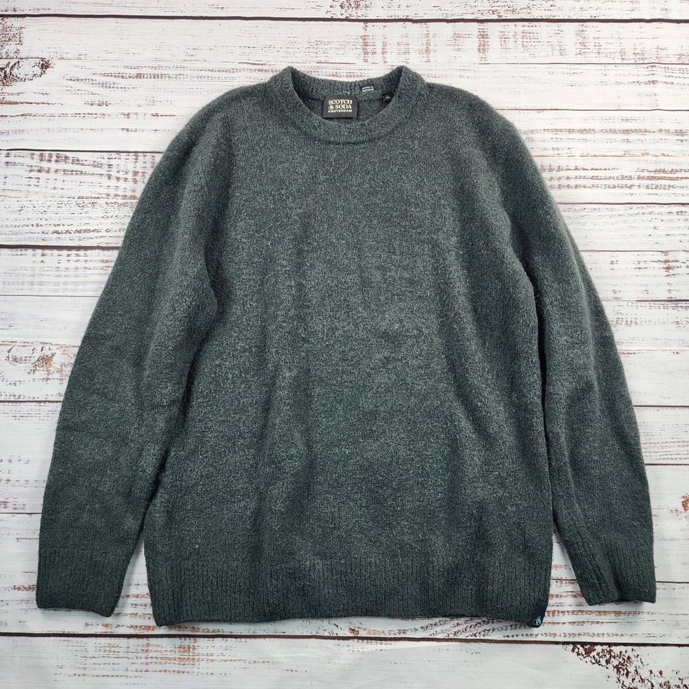 Scotch & Soda Soft Knit Melange Crewneck Sweater Mens XL Space Green Wool